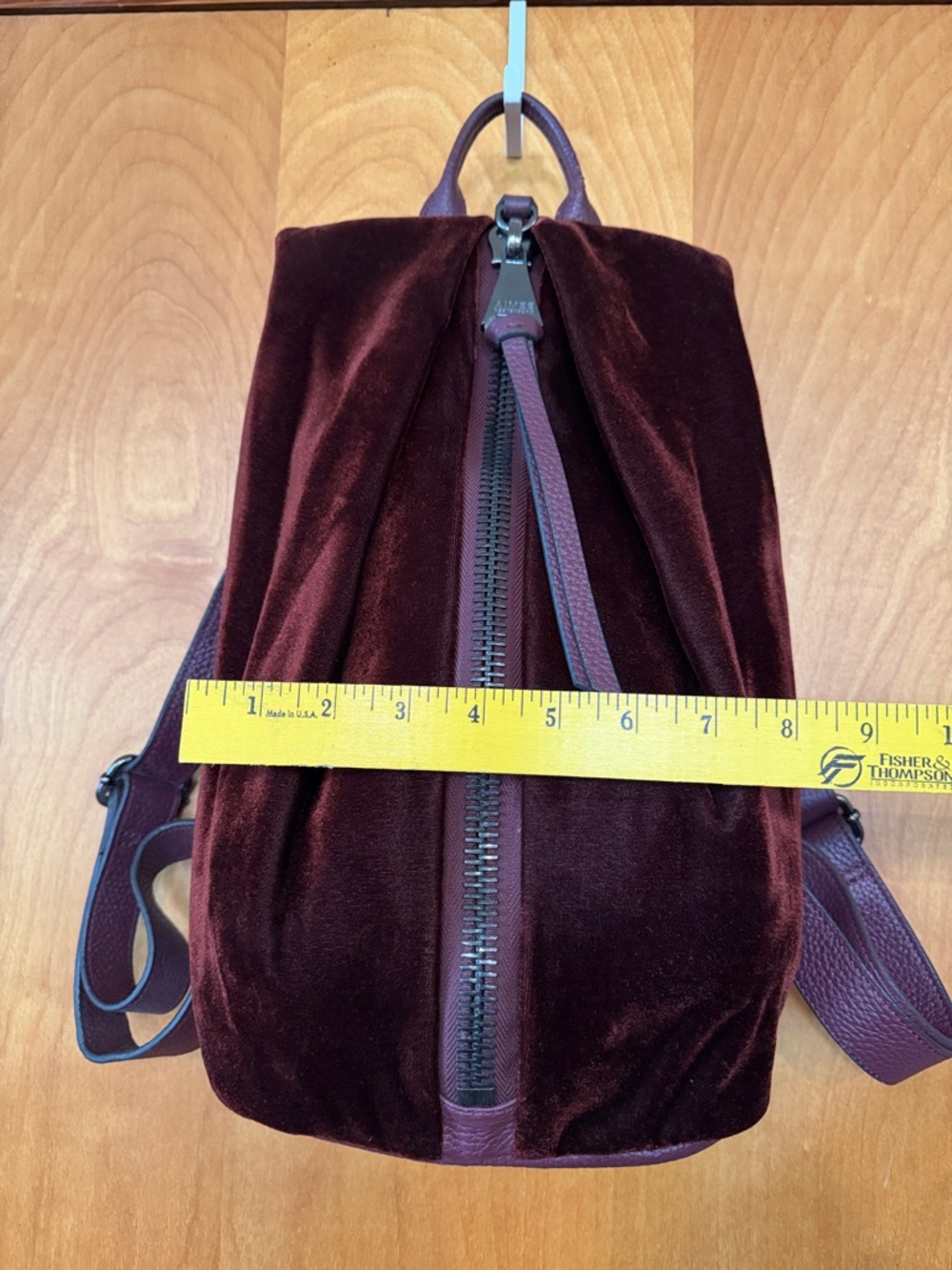 Aimee Kestenberg Tamitha Leather-Trim Velvet Backpack in Burgundy - Picture 5 of 11